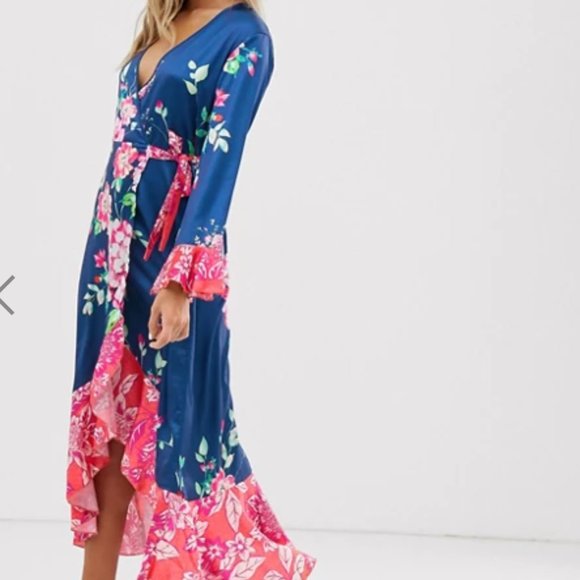 NEW WITHOUT TAG. ASOS. Liquorish wrap front midi tea dress. SIZE: 4 - Picture 4 of 6